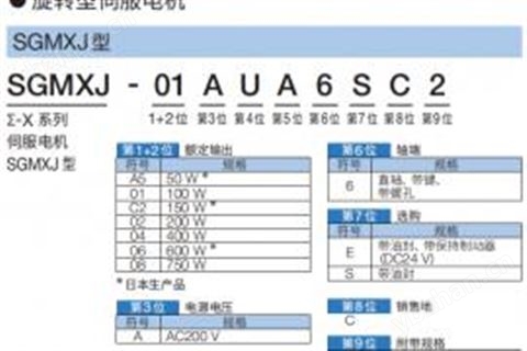 安川電機SGMXJ全新系列SGMXJ型Σ-X系選型